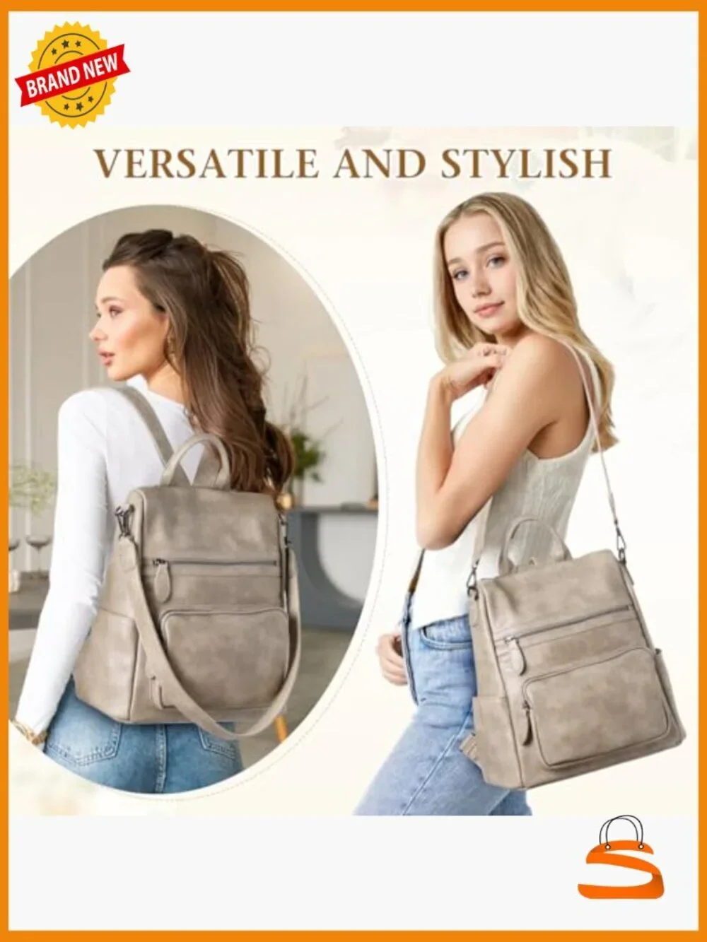Convertible PU Leather Backpack Purse Anti Theft 3 Ways to Carry